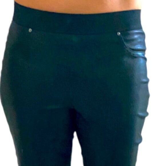 INC International Concept Black Faux Leather Skinny Leg Regular Fit Pants - Picture 1 of 15